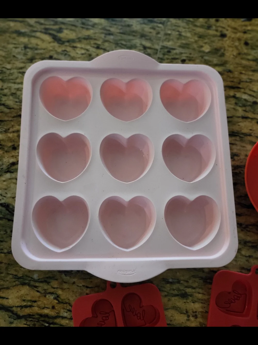 9 Piece - Heart-Shaped Silicone Mold Set - Pink & Red